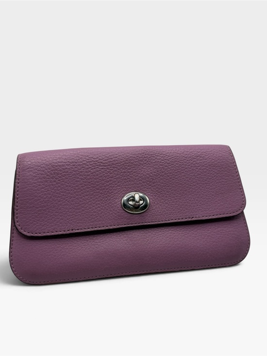 Coach Handbags - Coach Original Pebbled Leather Twist-Lock Wristlet Clutch in Violet Orchard